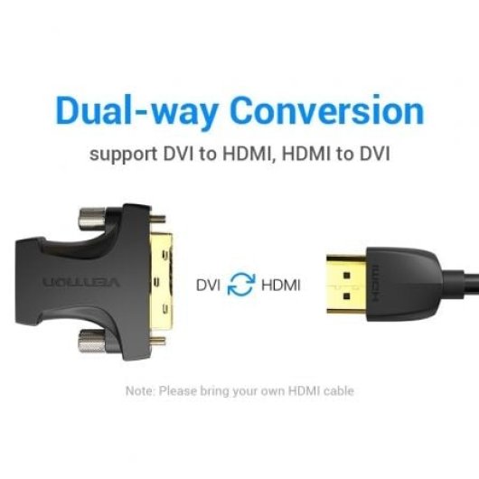 Vention AILB0 HDMI-Buchse auf DVI 24+1 Stecker Adapter 1080p 60Hz PVC Schwarz