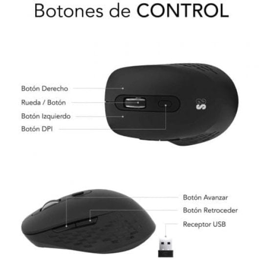 Ratón SUBBLIM inalámbrico Dual 1600 DPI Silent Click Battery Black