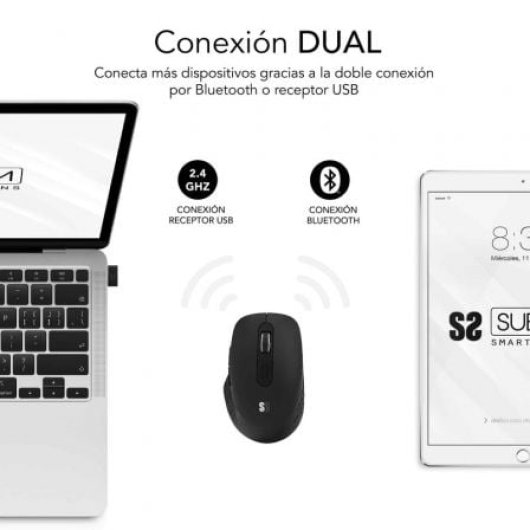 Ratón SUBBLIM inalámbrico Dual 1600 DPI Silent Click Battery Black