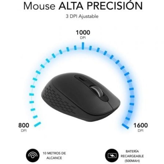 Ratón SUBBLIM inalámbrico Dual 1600 DPI Silent Click Battery Black