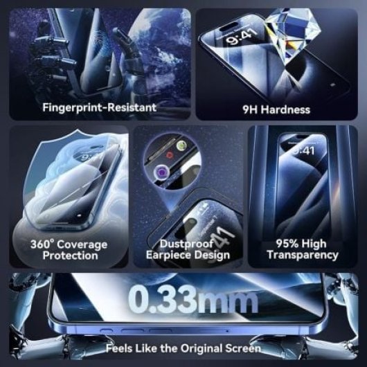 Protector de Pantalla Vention KUPTCD-40 Cristal Templado 0.3mm 9H iPhone 16 Pro Max 2 Unidades