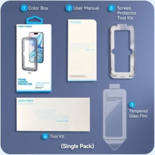 Protector de Pantalla Vention KUPTCD-40 Cristal Templado 0.3mm 9H iPhone 16 Pro Max 2 Unidades