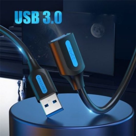 Cable Alargador USB 3.0 Vention CBHBI 5Gbps 3m Negro USB Macho-Hembra
