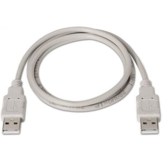 Cable USB AISENS A101-0022 USB 2.0 Tipo A Macho-Macho 2m 60Mbps Beige