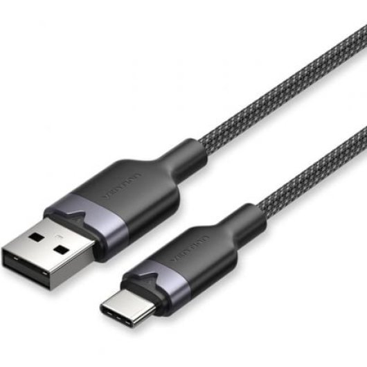 Cable USB Vention CTNBH USB 2.0 Tipo-C a USB-A 60W 2m 480Mbps Negro