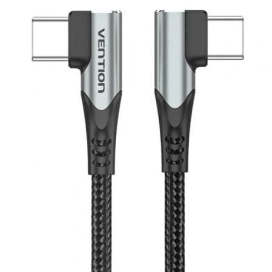 Cable USB-C VENTION TANHD Codo 90° 100W 5A 480Mbps 50cm Gris