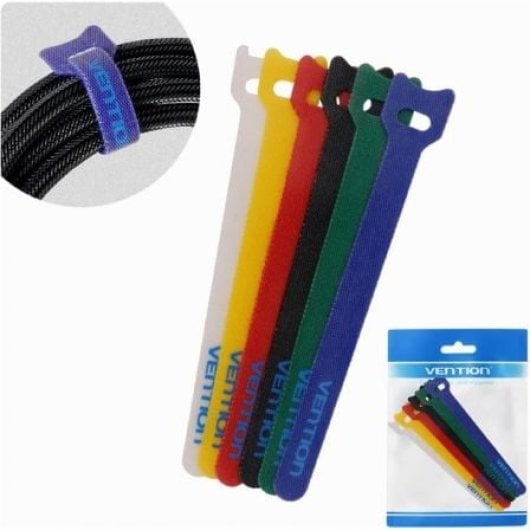 Tira organizadora Vention KAC00 15cm pack 6 colores plástico y velcro reutilizable