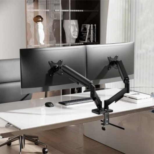 Soporte de Mesa AISENS DT32TSR-357 Contrapeso 2 Monitores 17-32? Brazo Articulado Negro