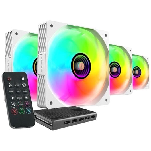 Mars Gaming Mf-si4kit Kit 4x Ventiladores Argb 120mm Fdb Mando A Distancia Y Hub Blanco