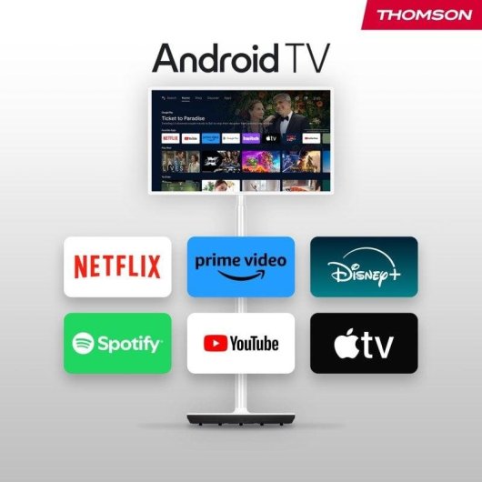 TV Thomson LED 32HA4M44 32" HD 60Hz Smart TV Android TV HDR Batterie Portable