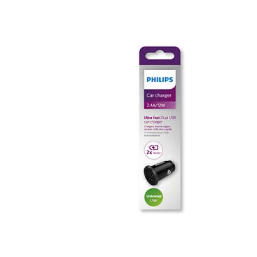 Cargador de coche Philips DLP2510 Dual USB 12W Protección Universal 12-24V