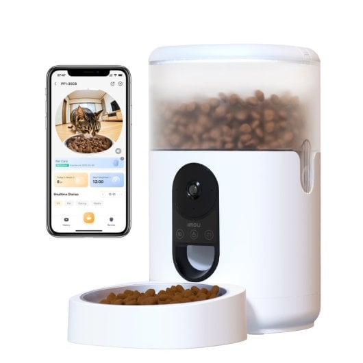 Comedero inteligente Imou PF1 4L WiFi Cámara 2K+ Visión 360° Acero Blanco Gato