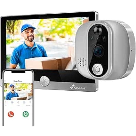 NIVIAN DOORVIEW1 Olho mágico digital Full HD WiFi Bateria Áudio bidirecional Visão noturna PIR