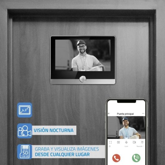 NIVIAN DOORVIEW1 Olho mágico digital Full HD WiFi Bateria Áudio bidirecional Visão noturna PIR