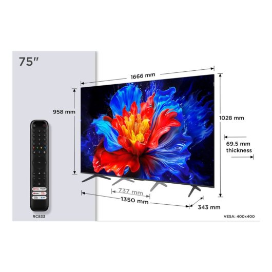 TCL QLED 75" 75P8K UltraHD 4K Sonido Onkyo Google TV