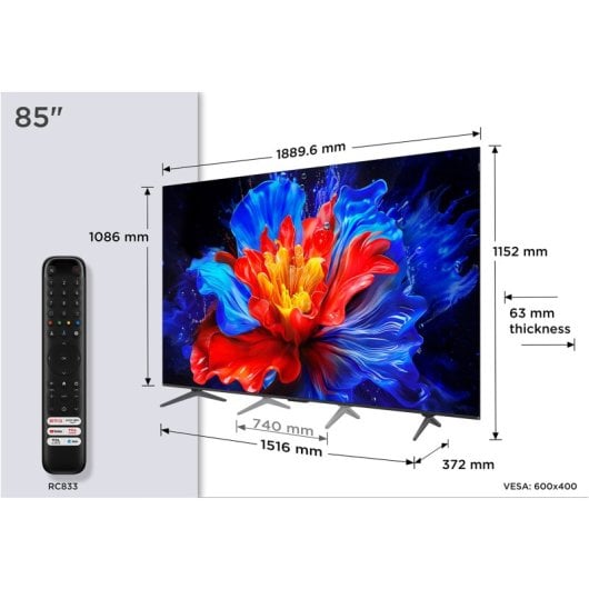 TCL QLED 85" 85P8K UltraHD 4K Sonido Onkyo Google TV