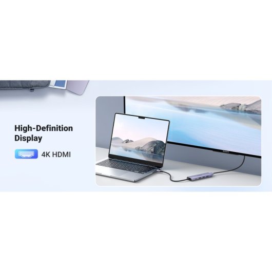Hub Ugreen CM511 20956A USB-C HDMI 4K 3x USB-A 3.0 Lector SD/TF Prateado