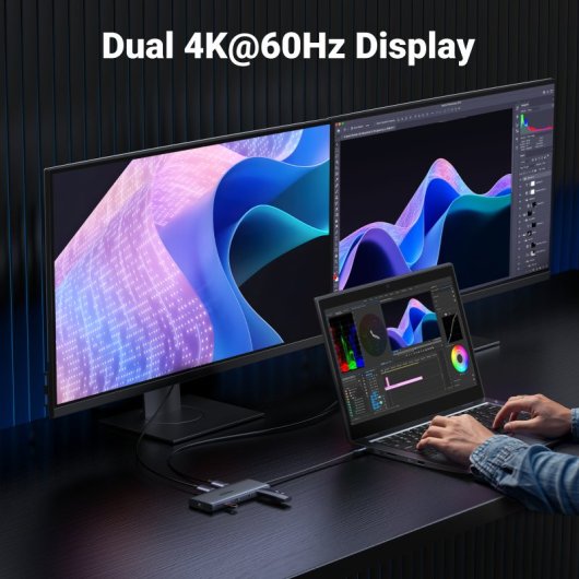 Hub Ugreen 10 in 1 USB-C 2 HDMI 4K60Hz 2 USB-C3.2 USB-A3.2 USB-A3.0 RJ45 SD TF PD100W