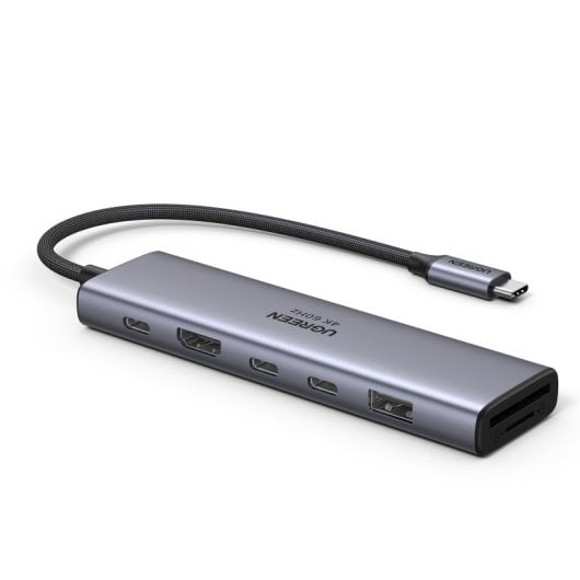 Hub USB-C Ugreen Revodok 7 in 1 HDMI 4K60Hz 2xUSB-C3.2 USB-A3.2 SD/TF PD100W Grigio