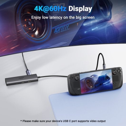 Hub Ugreen 6 em 1 USB-C HDMI 4K@60Hz 2xUSB-A 3.2 USB-C 3.2 RJ45 Gigabit PD 100W