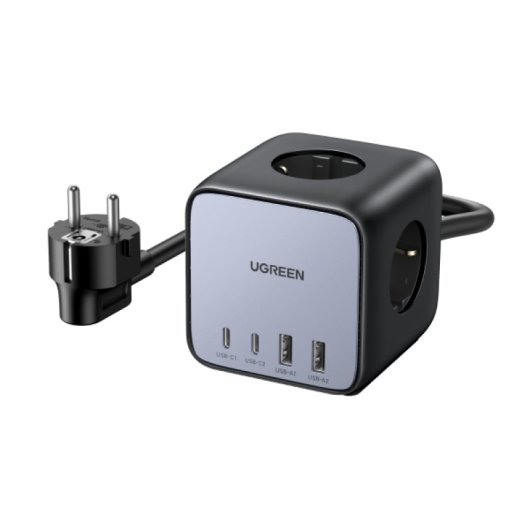 Estación de carga Ugreen Nexode DigiNest 65W GaN 7 en 1 3xCA 2xUSB C 2xUSB A cable 1.8M