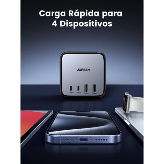 Estación de carga Ugreen Nexode DigiNest 65W GaN 7 en 1 3xCA 2xUSB C 2xUSB A cable 1.8M