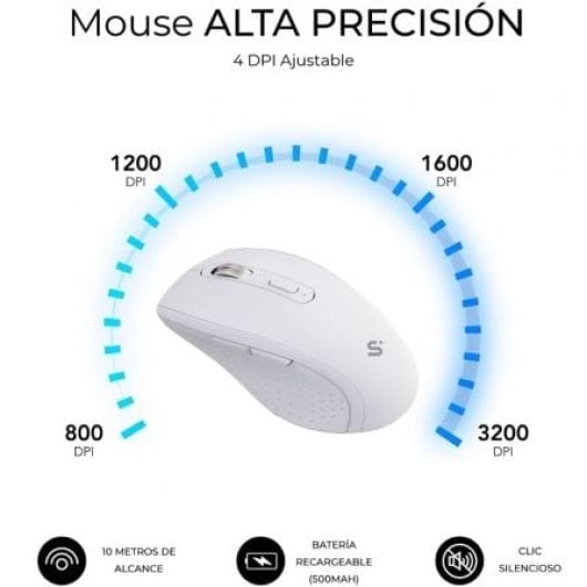 Teclado de membrana SUBBLIM Combo Dual Office Prowave Layout ES inalámbrico Bluetooth y USB blanco