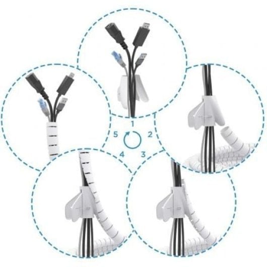 Organizador de Cables en Espiral AISENS A151-0919 3m Blanco Adaptador Incluido