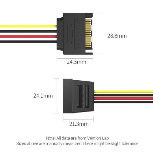 Cable de alimentación Vention KDABY SATA 15Pin macho-hembra 30cm cobre estañado