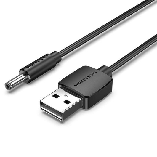 Cabo de Alimentação Vention CEXBF USB A Macho para DC 3.5mm Macho 1m Preto 5V 24AWG