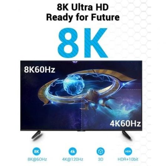 Cable HDMI 8K Vention AANBI 2.1 3m Ultra Alta Velocidad Negro