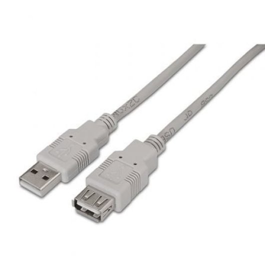 Cable USB 2.0 alargador AISENS A101-0013 1.8m hasta 2.5W 60Mbps Beige