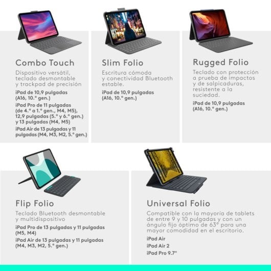 Logitech Flip Folio Funda con Teclado para iPad Pro (M4, M5) / iPad Air de 11" (M2, M3, M4)
