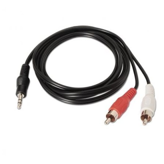 Cable estéreo AISENS A128-0148 Jack 3,5 mm a 2 RCA macho 3m Negro RoHS