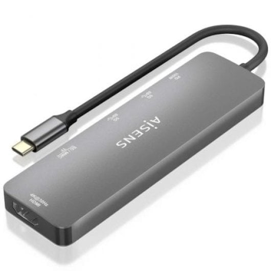 Docking station AISENS ASUC-6P016-GR HDMI 4K/2xUSB-A/SD-microSD/USB-C PD 100W/Aluminio
