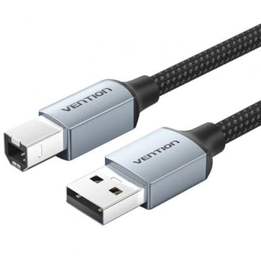 Cable USB Vention CTTHI USB 2.0 3 metros, 480 Mbps, Plug & Play, Blindaje Premium, Gris