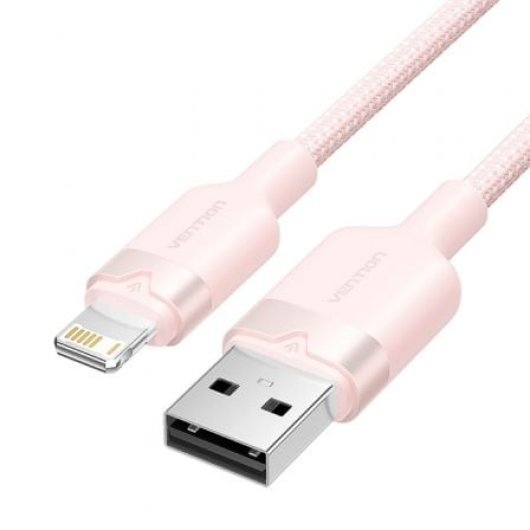 Cable USB Lightning Vention LANPH 2m Rosa 480Mbps 2.4A Algodón Trenzado