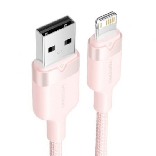 Cable USB Lightning Vention LANPH 2m Rosa 480Mbps 2.4A Algodón Trenzado