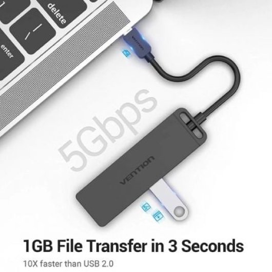 Hub Vention 4 puertos USB 3.0 5Gbps TGKBB USB-C Micro-B OTG carcasa ABS