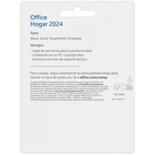 Software MICROSOFT Office Hogar Licencia Perpetua 1 Usuario PC/Mac Word Excel PowerPoint