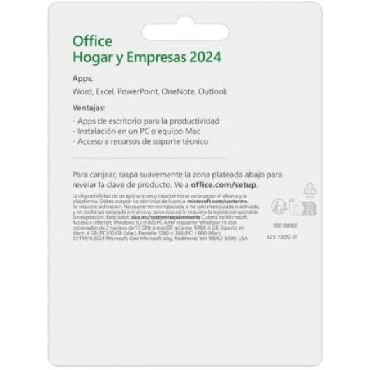 Suite ofimática Microsoft Office Hogar y Empresas Licencia Perpetua 1 Usuario PC/Mac