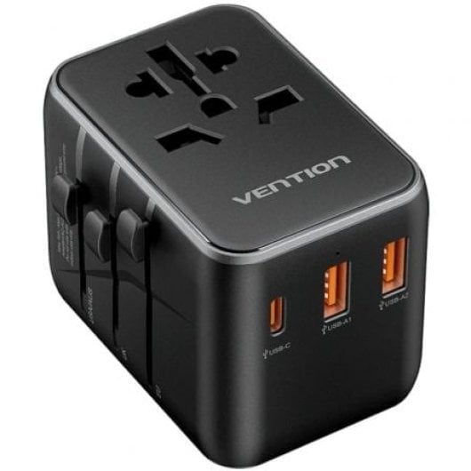 Vention FJEB0 Carregador de parede universal USB-C 20 W/2xUSB-A 18 W 65 W Adaptador de viagem 4 fichas