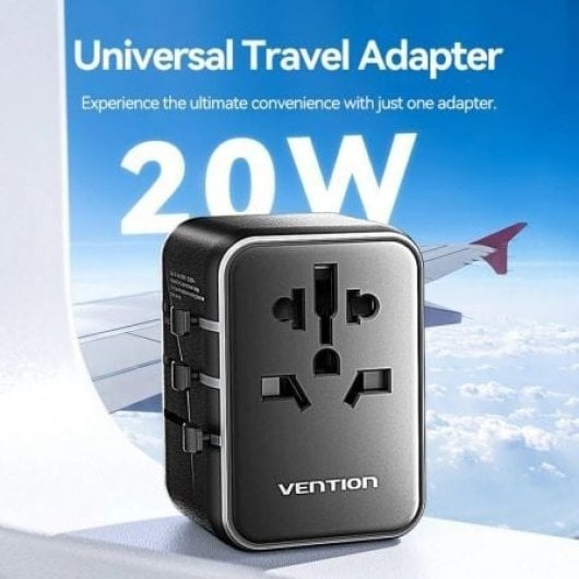 Vention FJEB0 Carregador de parede universal USB-C 20 W/2xUSB-A 18 W 65 W Adaptador de viagem 4 fichas