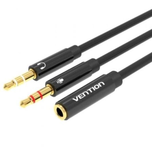 Cable Estéreo Vention BBTBY Jack 3.5mm 2x Macho a Hembra, 30cm, Trenzado Algodón, Negro