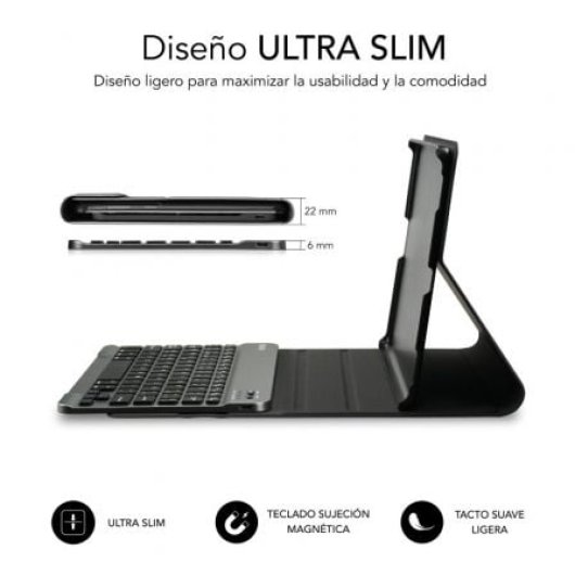 Funda teclado Bluetooth 5.2 QWERTY español Subblim Galaxy Tab A9+ 11? multipunto, magnética, resistente