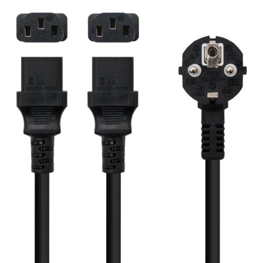 Cable de alimentación Nanocable 10.22.0100-L300 Schuko a 2xC13 3 m negro
