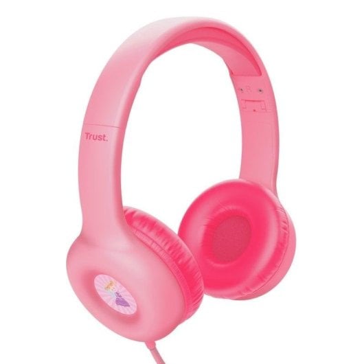 Auriculares Trust Nouna Kids con cable Jack 3,5 mm, micrófono y límite 85 dB rosa
