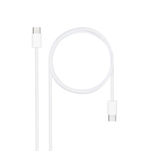 Cable USB-C Nanocable 10.01.6001-CO 60W 3A 1m Blanco Carga Rápida Algodón