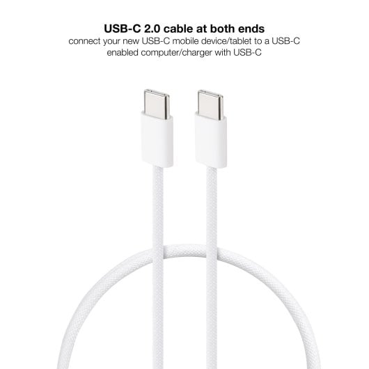 Cable USB-C Nanocable 10.01.6001-CO 60W 3A 1m Blanco Carga Rápida Algodón