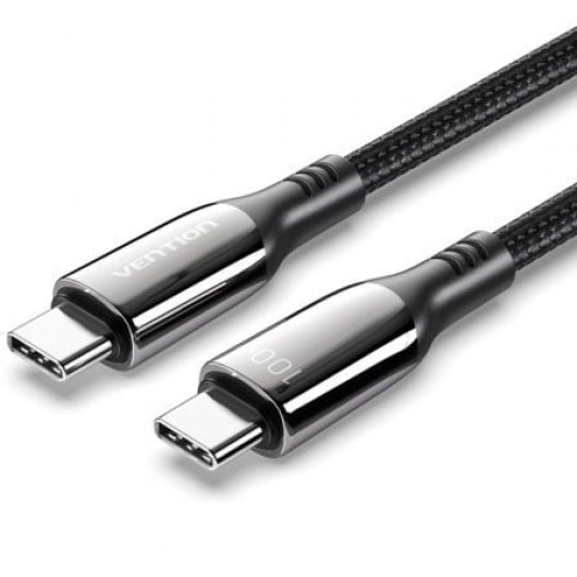 Cable Vention CTKBH USB-C a USB-C 2.0 5A 100W 2m Trenzado algodón Negro